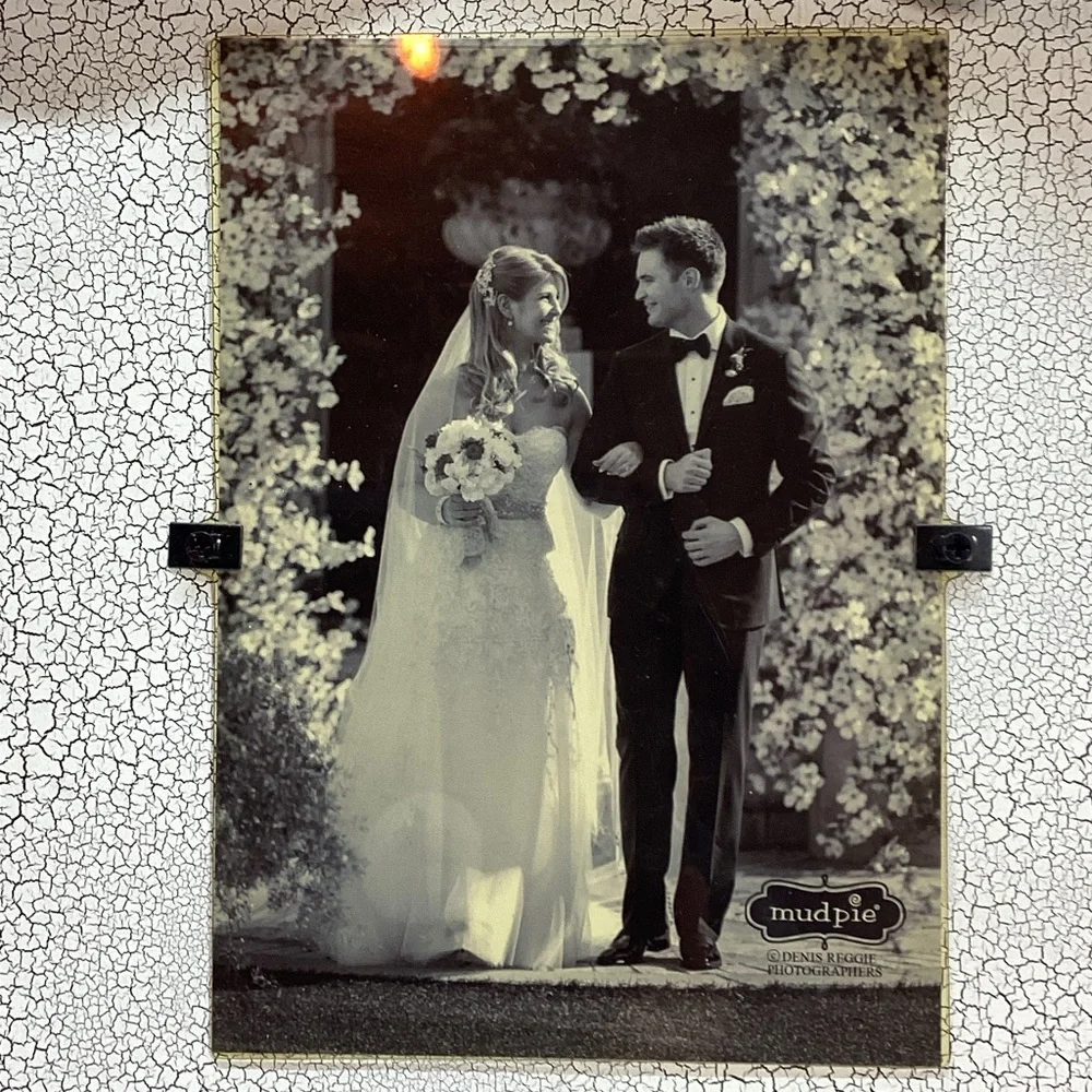 Mud Pie Rustic White and Beige “Just Married” Frame